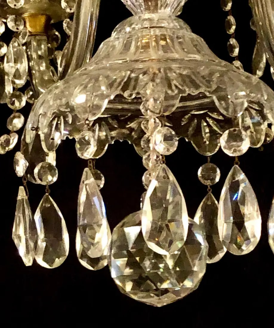 Waterford Style 1940 Cut Crystal Chandelier with Palatial Center Column Sphere - 3