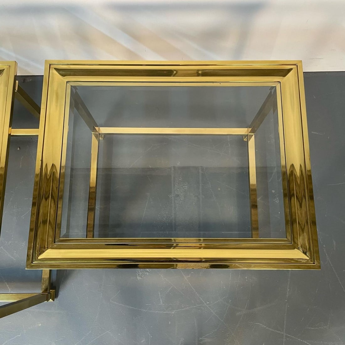 Pair Hollywood Regency Mastercraft Brass, Glass End / Side Tables, Mid-Century - 7