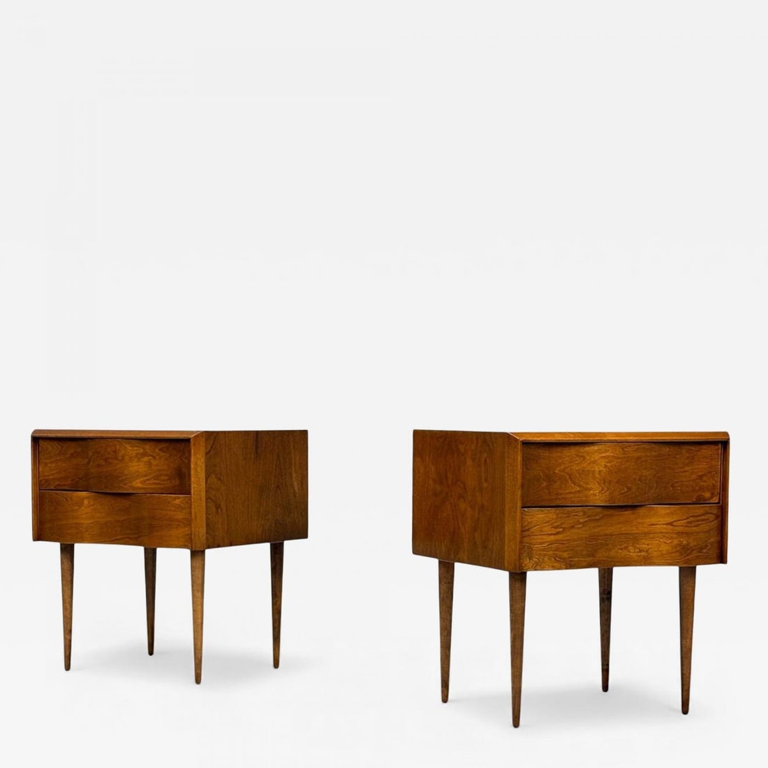 Edmond J Spence, Swedish Modern, Maple, Rare Wave Nightstands, 1950s (1 of 13)