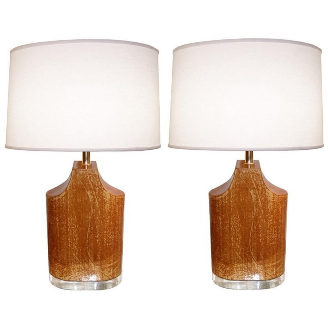 Pair Mid Century Modern Table Lamps, Goatskin and Lucite, Manner Karl Springer - 7