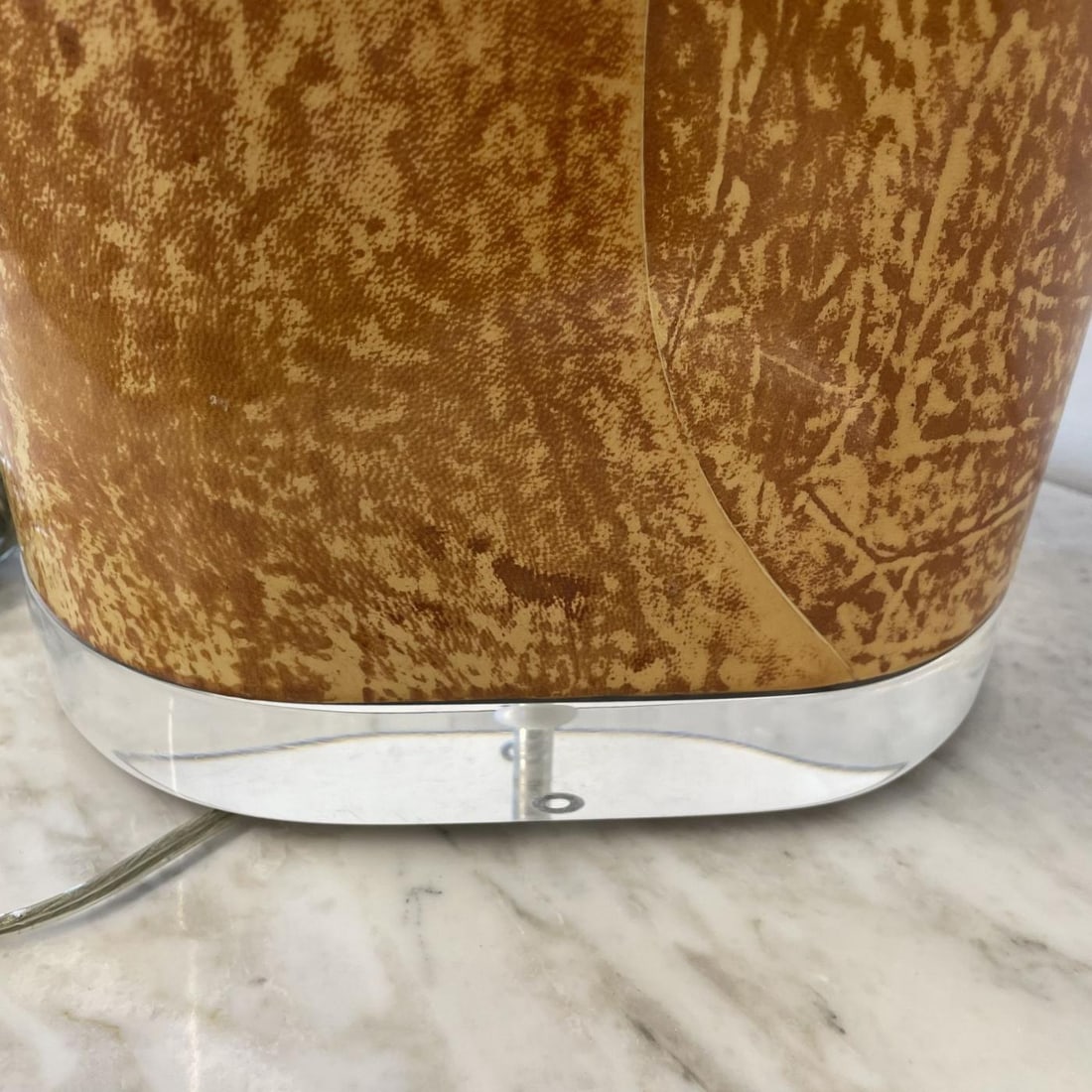 Pair Mid Century Modern Table Lamps, Goatskin and Lucite, Manner Karl Springer - 8