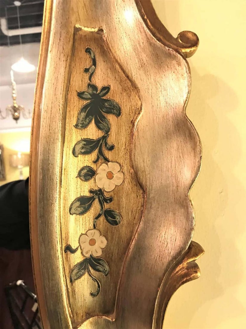 Gold Leaf Paint Decorated Shell Form Wall or Console Mirror - 5