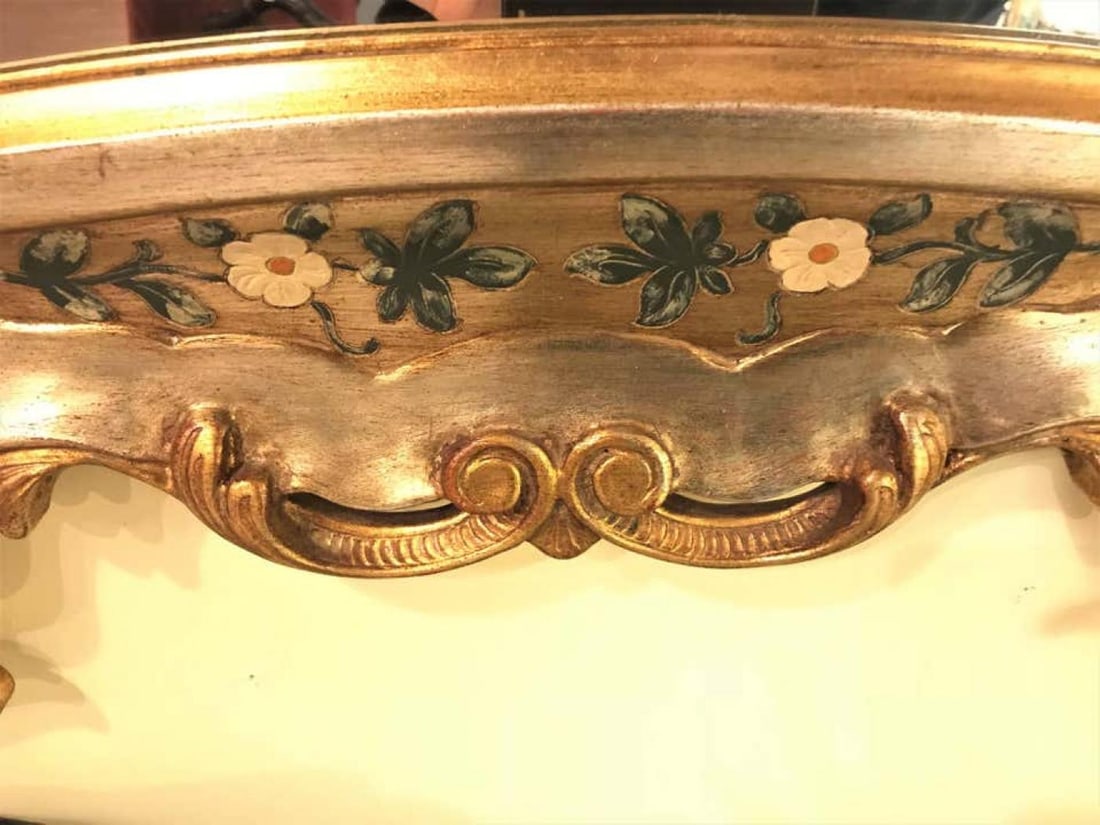 Gold Leaf Paint Decorated Shell Form Wall or Console Mirror - 7
