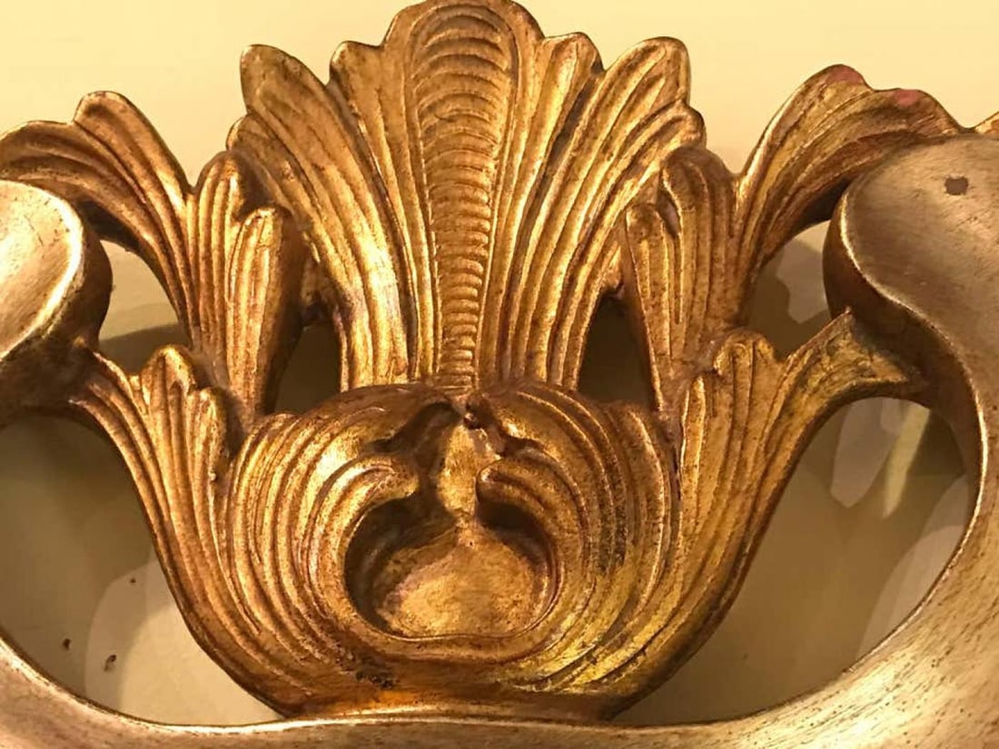 Gold Leaf Paint Decorated Shell Form Wall or Console Mirror - 8