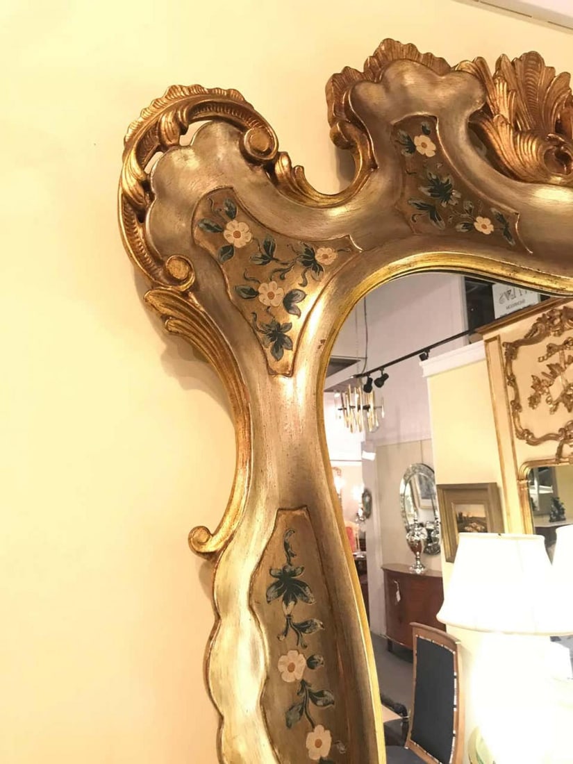 Gold Leaf Paint Decorated Shell Form Wall or Console Mirror - 9