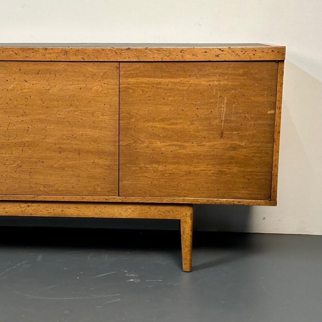 Mid-Century Modern Sideboard / Credenza, Rustic Provincial Cabinet, Slate Top - 11