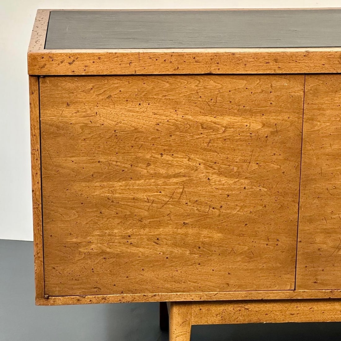 Mid-Century Modern Sideboard / Credenza, Rustic Provincial Cabinet, Slate Top - 9