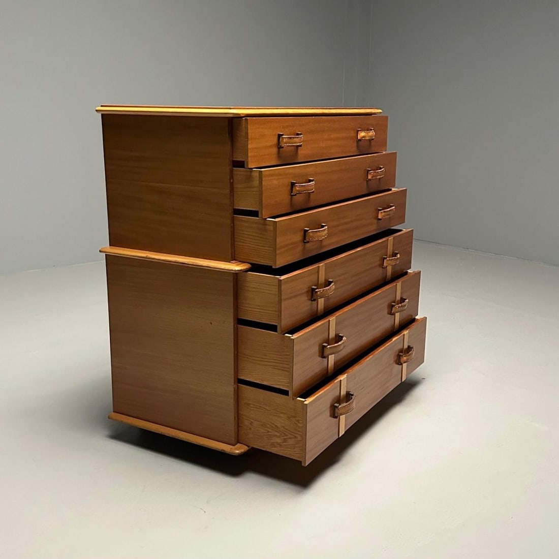 Paul Frankl, John Stuart, Station Wagon High Dresser, Rock Maple, Brass, Leather - 13