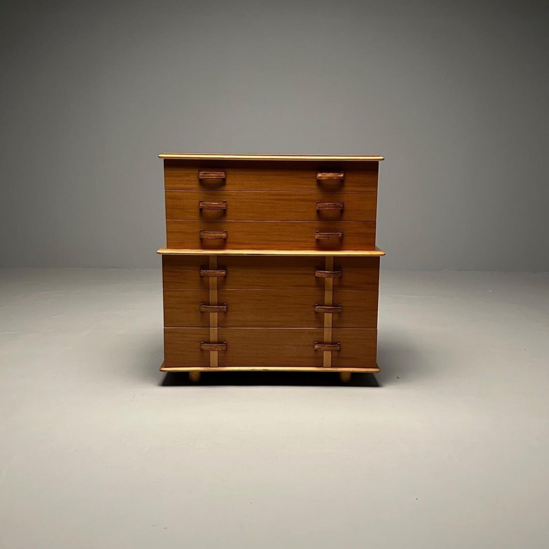 Paul Frankl, John Stuart, Station Wagon High Dresser, Rock Maple, Brass, Leather - 7