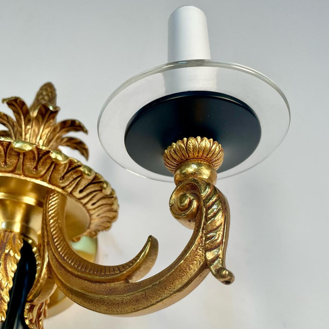 Pair Louis XVI Style French Sconces / Wall Lights, Ebony, Bronze, Maison Bagues - 9