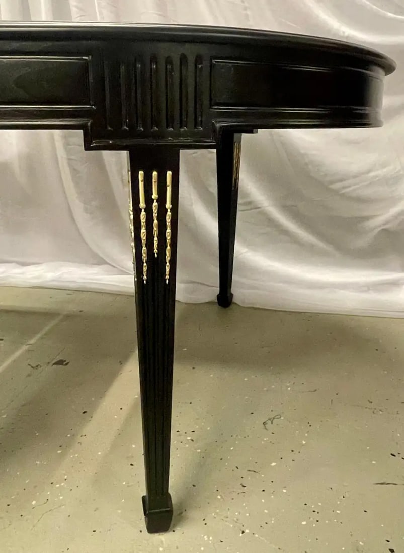 Maison Jansen Louis XVI Dining Table, Conference, Ebony, Bronze, French, 1930s - 11