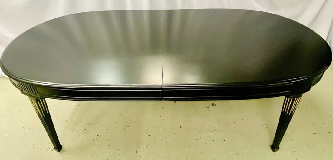 Maison Jansen Louis XVI Dining Table, Conference, Ebony, Bronze, French, 1930s - 4