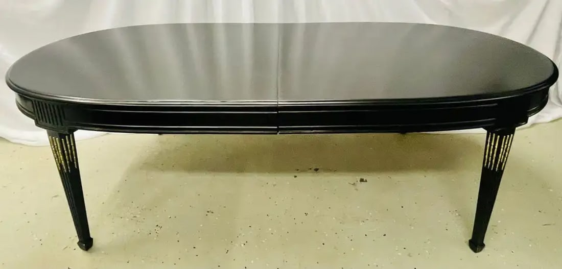 Maison Jansen Louis XVI Dining Table, Conference, Ebony, Bronze, French, 1930s - 7