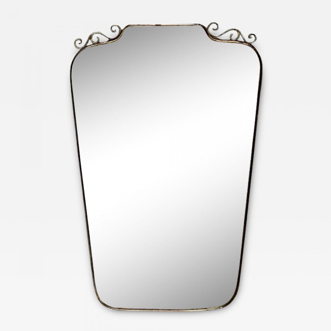 Gio Ponti Attr, Italian Mid-Century Modern, Wall Mirror, Patinated Brass, 1950s (1 of 8)