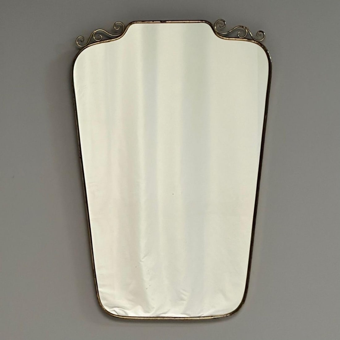 Gio Ponti Attr, Italian Mid-Century Modern, Wall Mirror, Patinated Brass, 1950s - 3