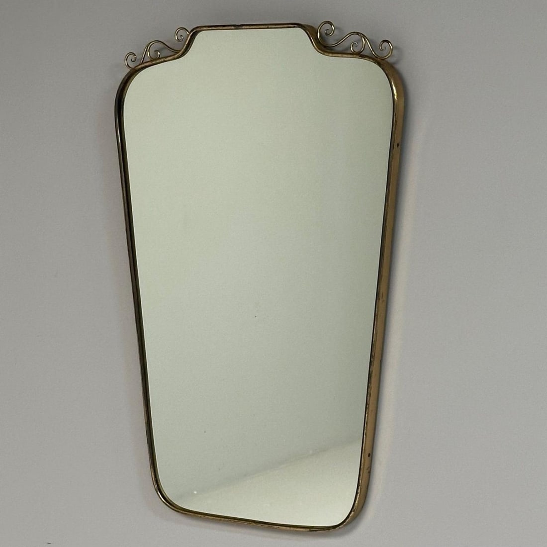 Gio Ponti Attr, Italian Mid-Century Modern, Wall Mirror, Patinated Brass, 1950s - 4