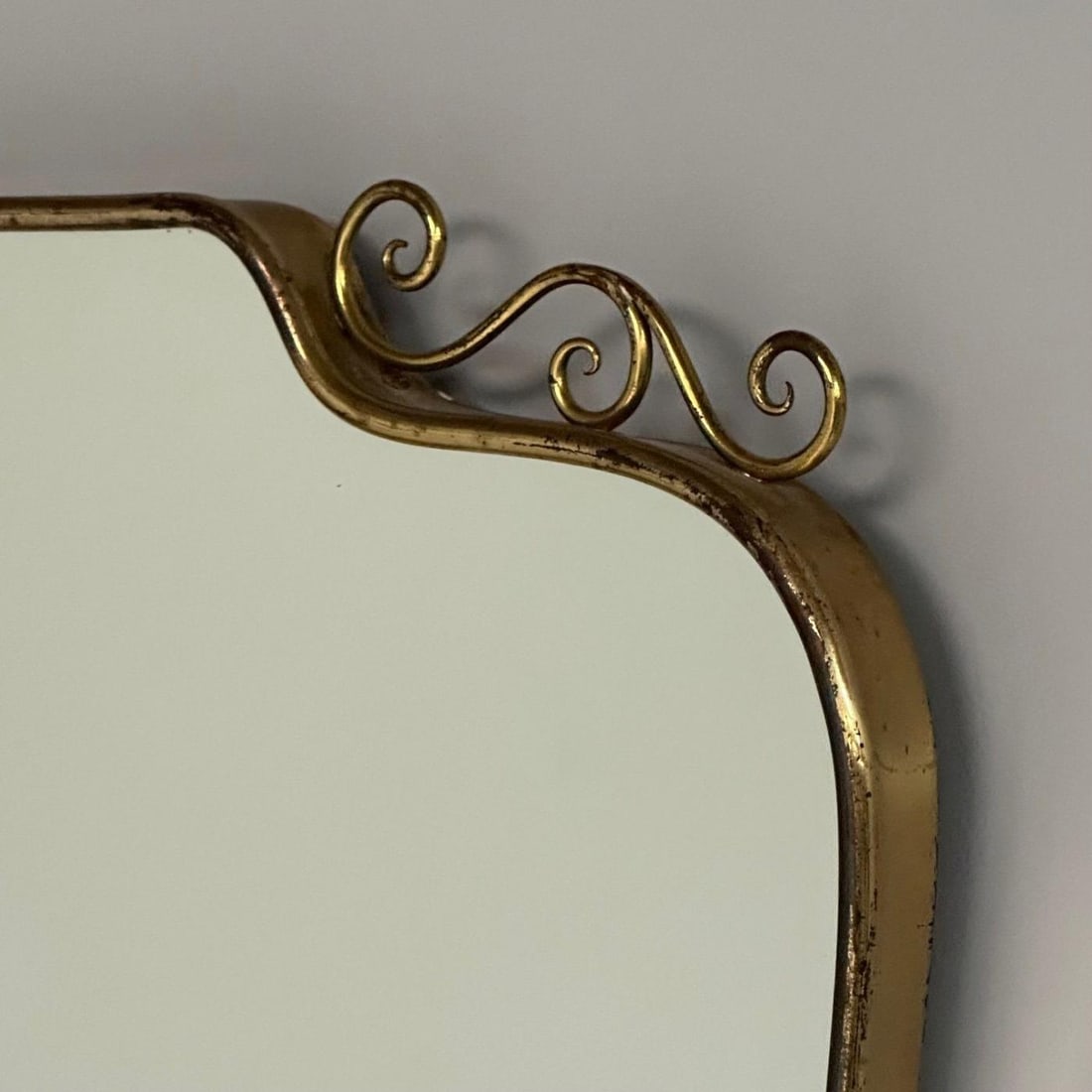 Gio Ponti Attr, Italian Mid-Century Modern, Wall Mirror, Patinated Brass, 1950s - 7