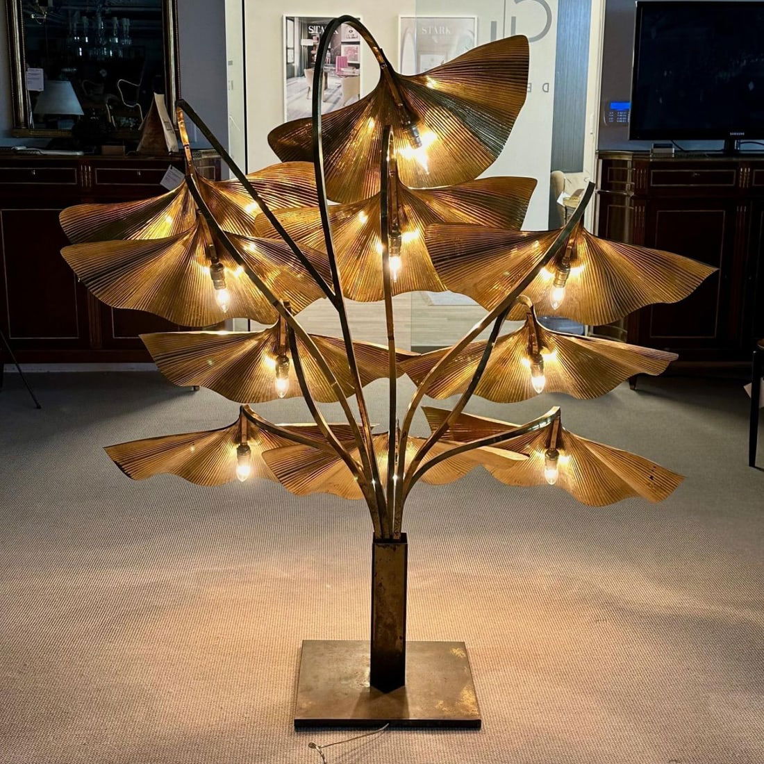 Italian Mid-Century Modern Tommaso Barbi Ginkgo Floor Lamp Bottega Gadda Massive - 10