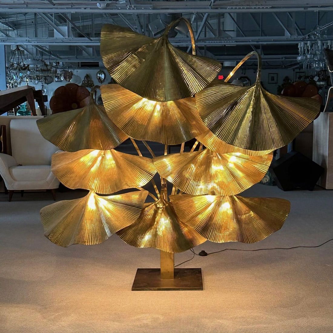 Italian Mid-Century Modern Tommaso Barbi Ginkgo Floor Lamp Bottega Gadda Massive - 13