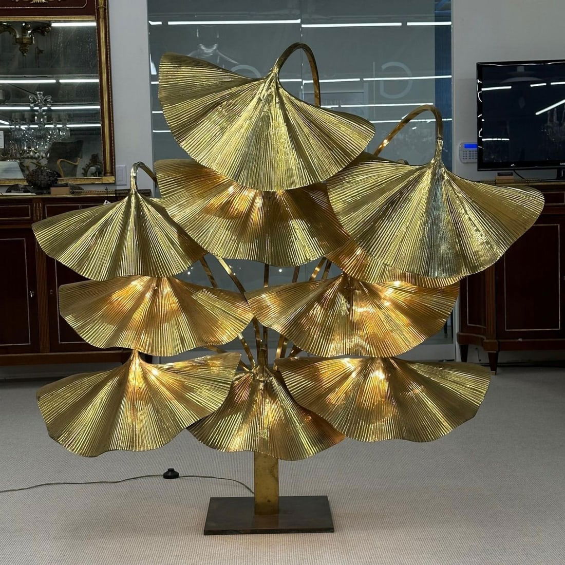 Italian Mid-Century Modern Tommaso Barbi Ginkgo Floor Lamp Bottega Gadda Massive - 5