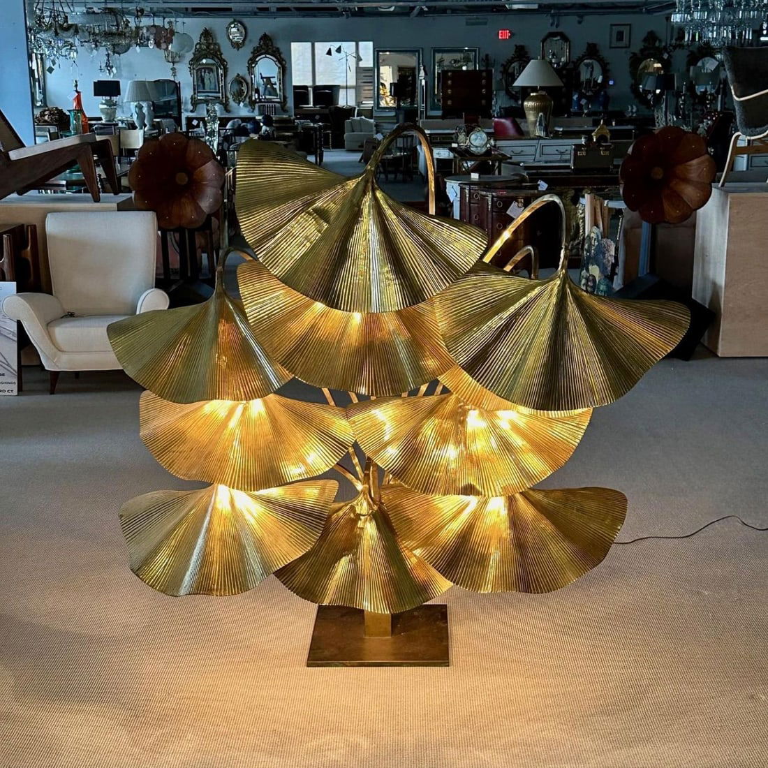 Italian Mid-Century Modern Tommaso Barbi Ginkgo Floor Lamp Bottega Gadda Massive - 8