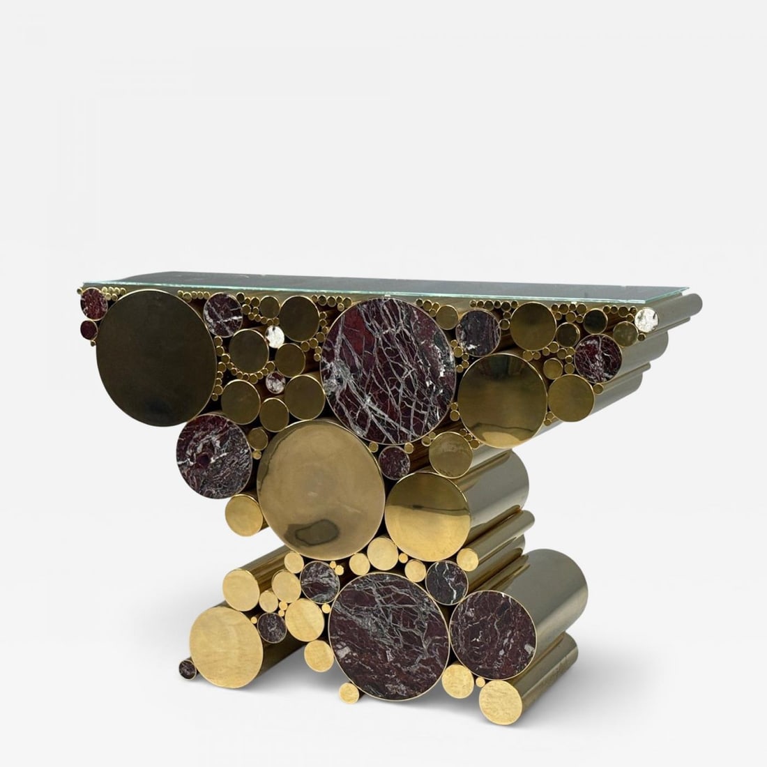 Malabar, Polished Brass, Marble, Wanderlust Console, Portugal, 21st c. - 2
