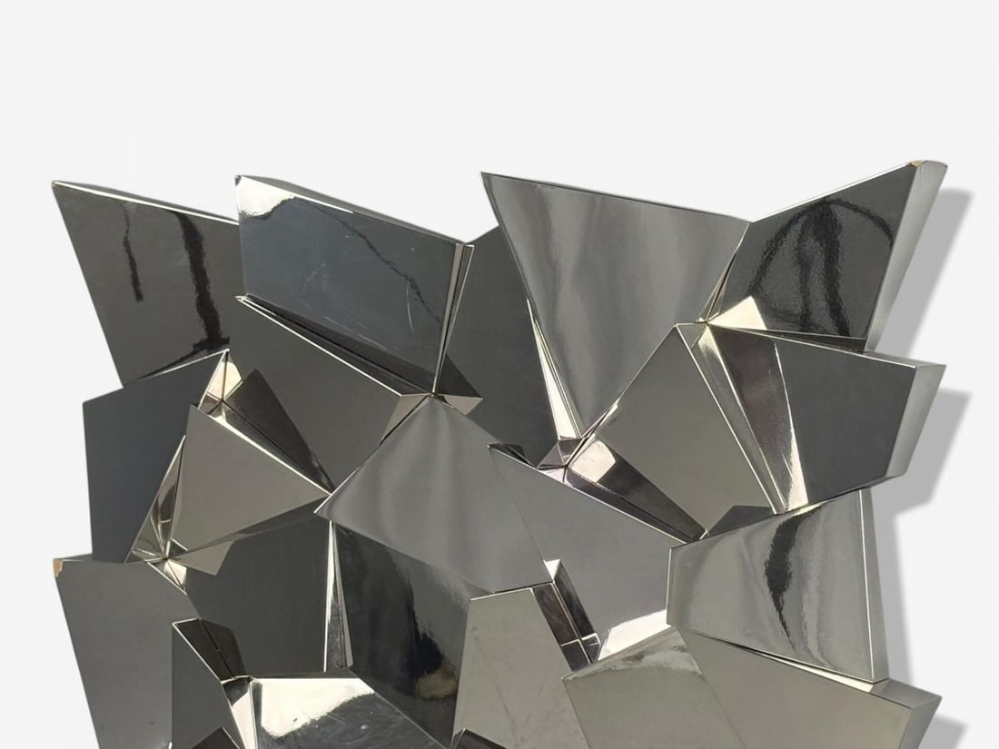 Brutalist Style, Geometric Chrome Wall Mirror, American, 2010s - 4