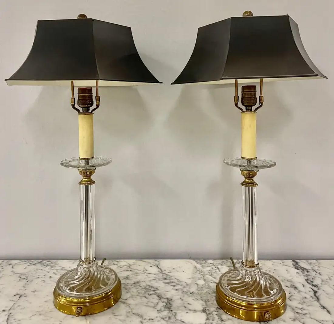 Mid-Century Modern Pair of Baccarat Style Table Lamps, Crystal, 1960s - 3