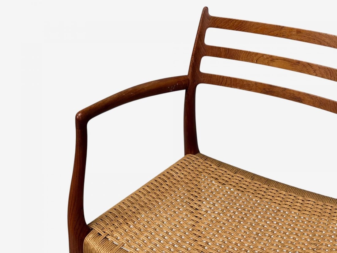 Neils O. Möller, Danish Papercord, Teak, Dining Chairs, Denmark, 1950s - 12