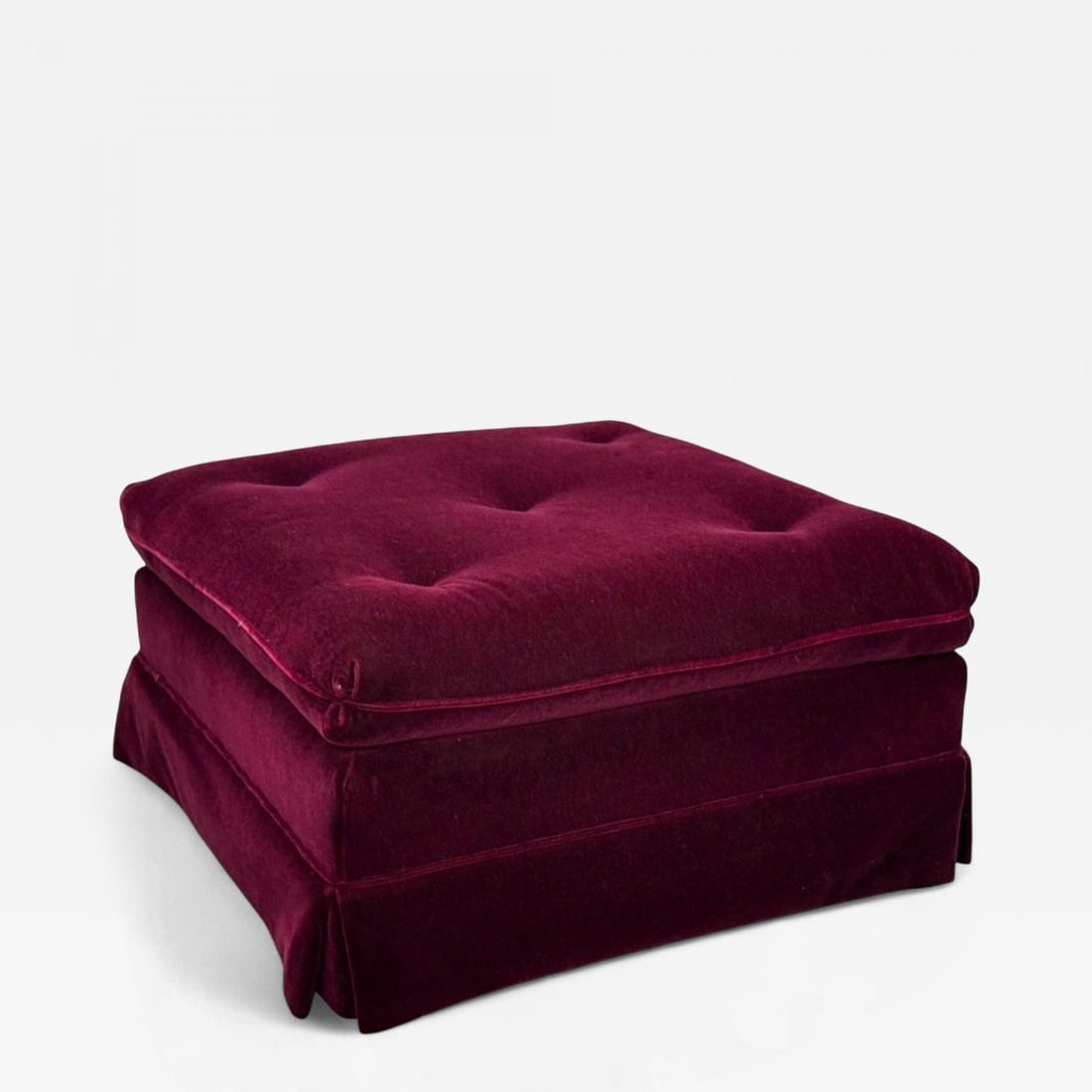 Traditional, Aubergene Mohair, Rolling Ottoman, England, 1970s (1 of 9)