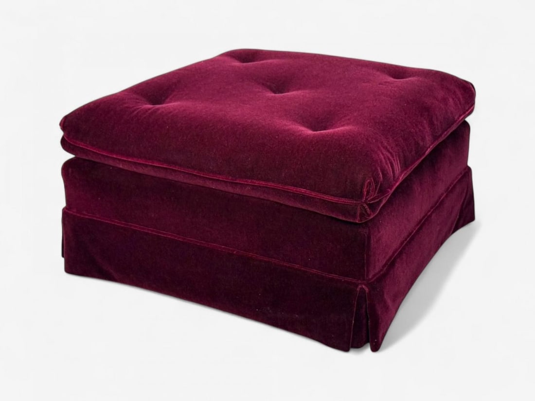 Traditional, Aubergene Mohair, Rolling Ottoman, England, 1970s - 3