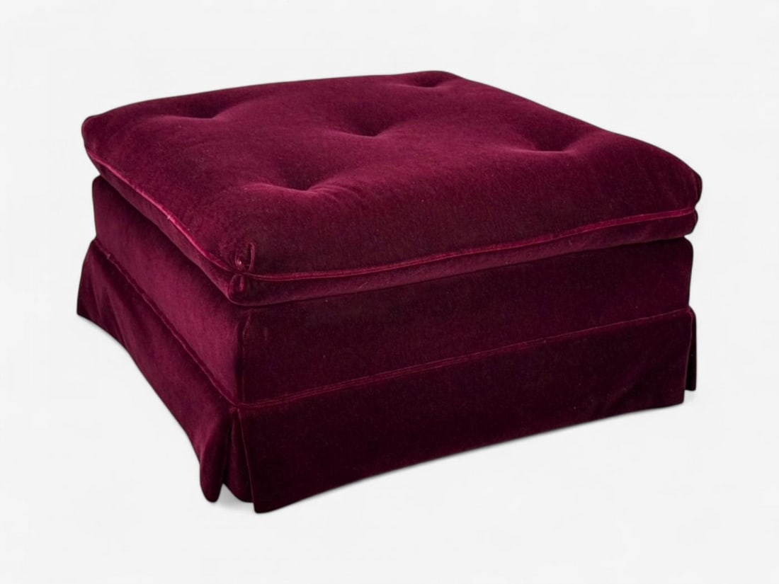 Traditional, Aubergene Mohair, Rolling Ottoman, England, 1970s - 5