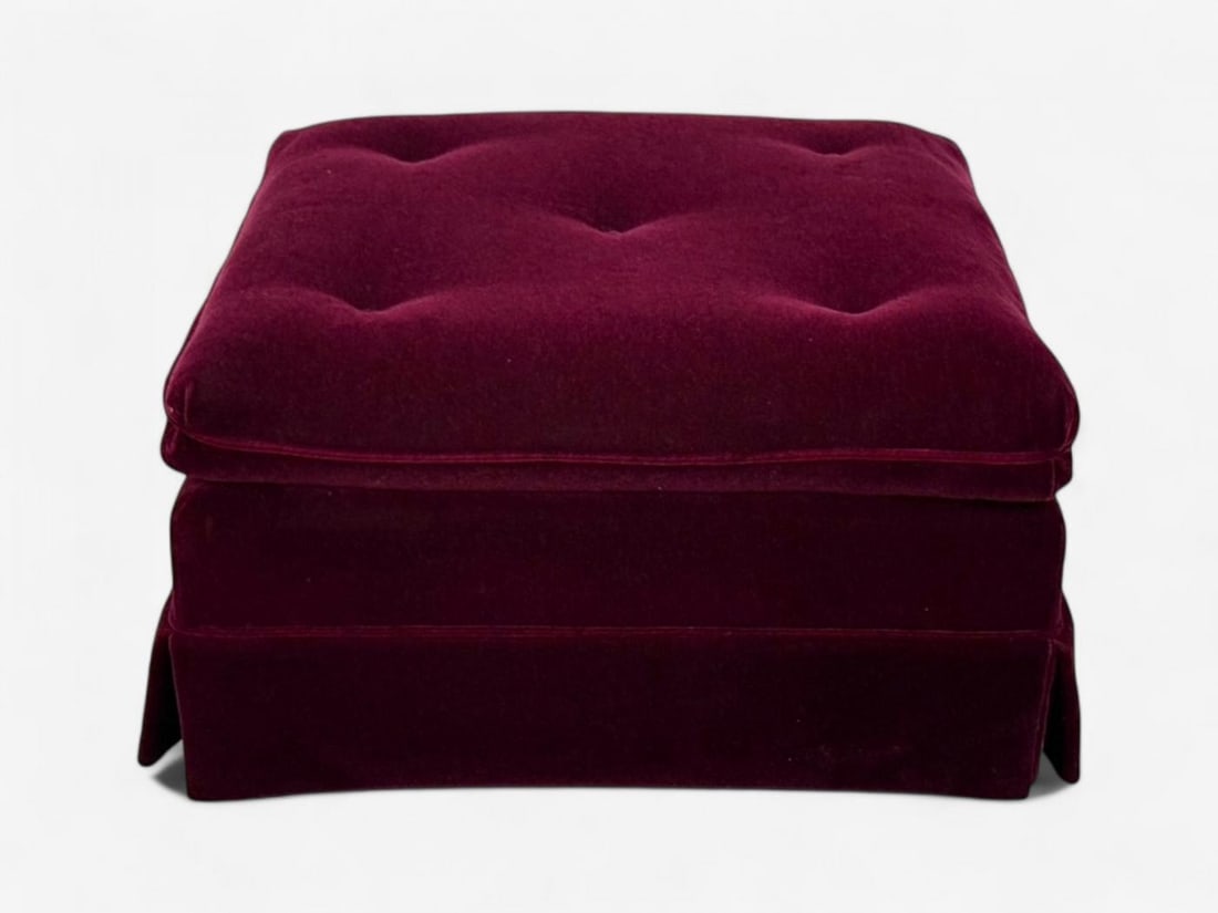 Traditional, Aubergene Mohair, Rolling Ottoman, England, 1970s - 6