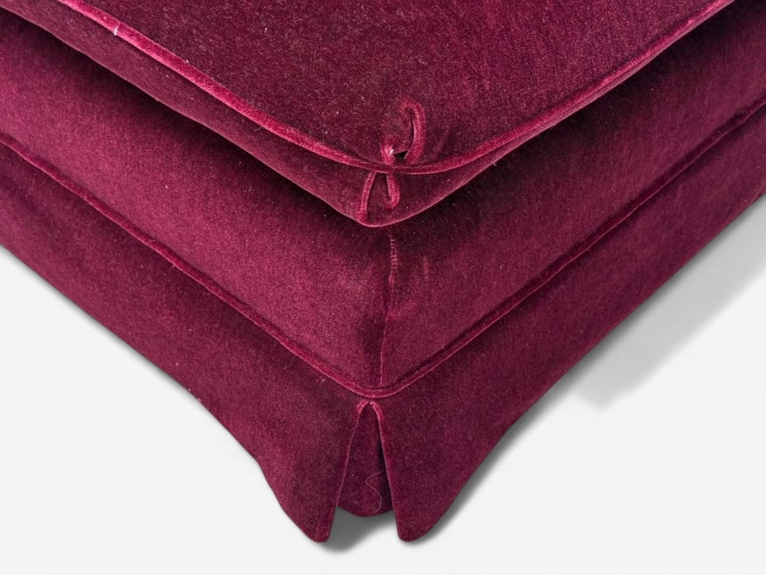 Traditional, Aubergene Mohair, Rolling Ottoman, England, 1970s - 9