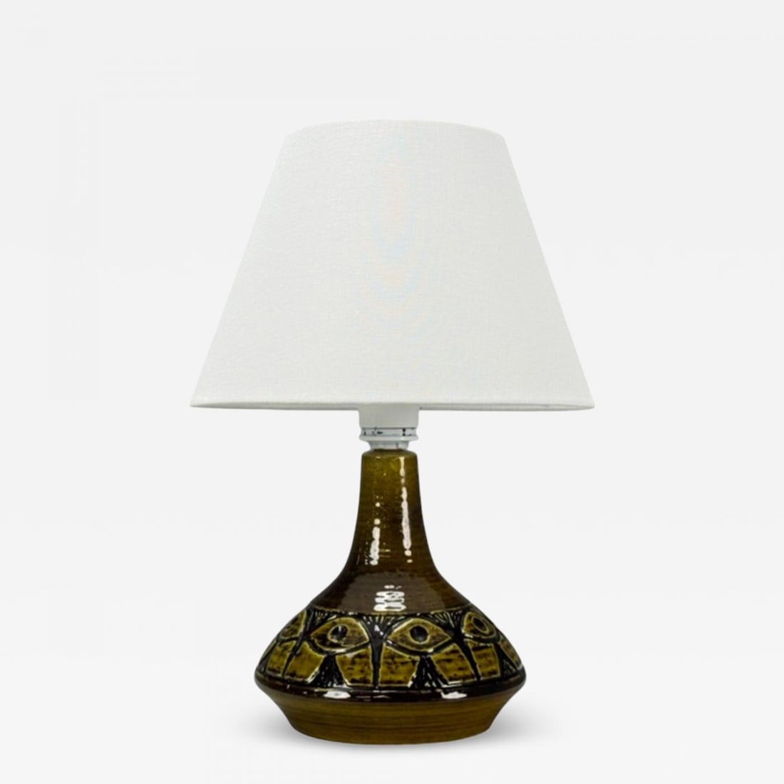 Arne Finne Nielsen, Olive Green Stoneware, Table Lamp, Denmark, 1960s (1 of 11)