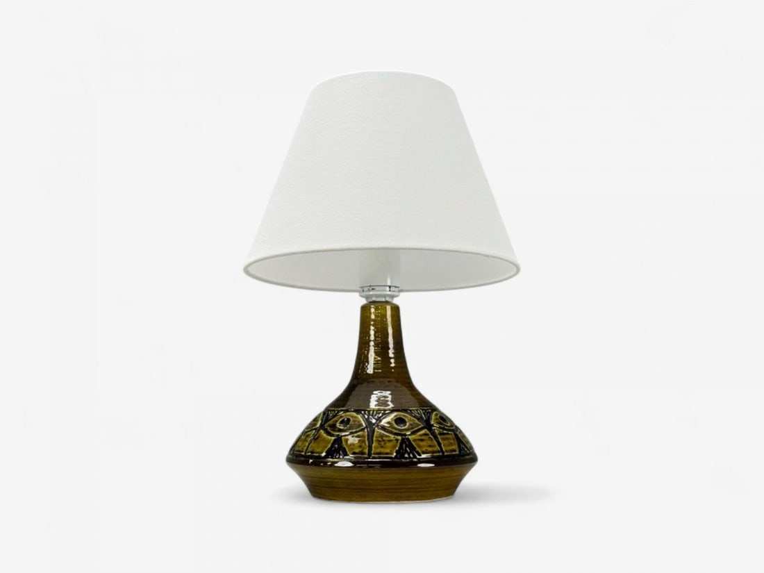 Arne Finne Nielsen, Olive Green Stoneware, Table Lamp, Denmark, 1960s - 5