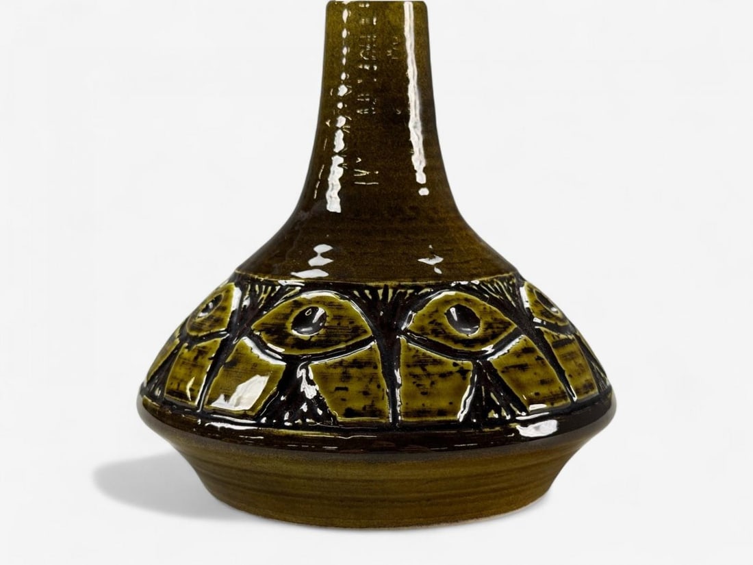 Arne Finne Nielsen, Olive Green Stoneware, Table Lamp, Denmark, 1960s - 9