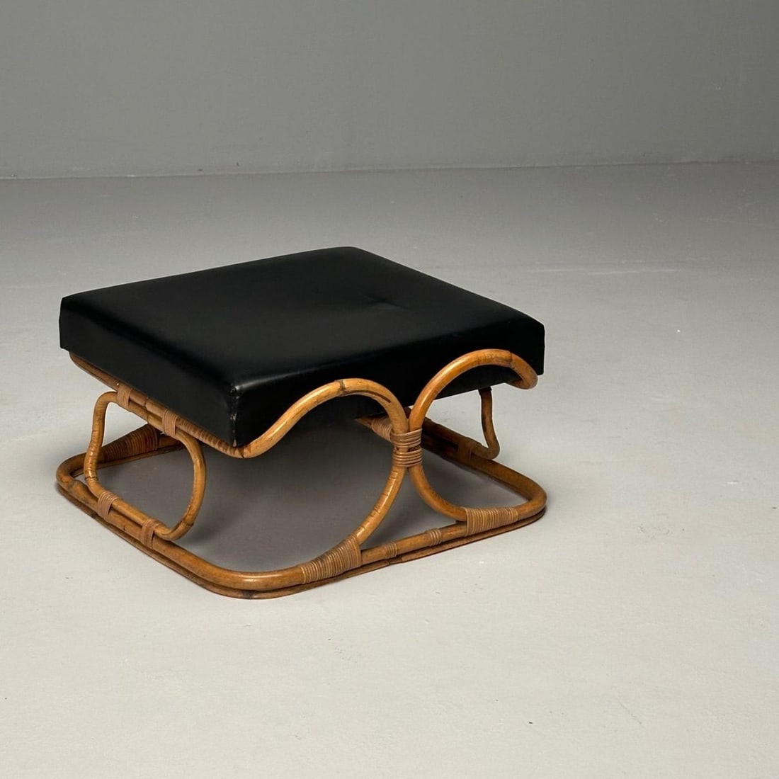 ISA Ponte San Pietro, Italian Mid-Century Modern, Armchair, Ottoman, Rattan - 11