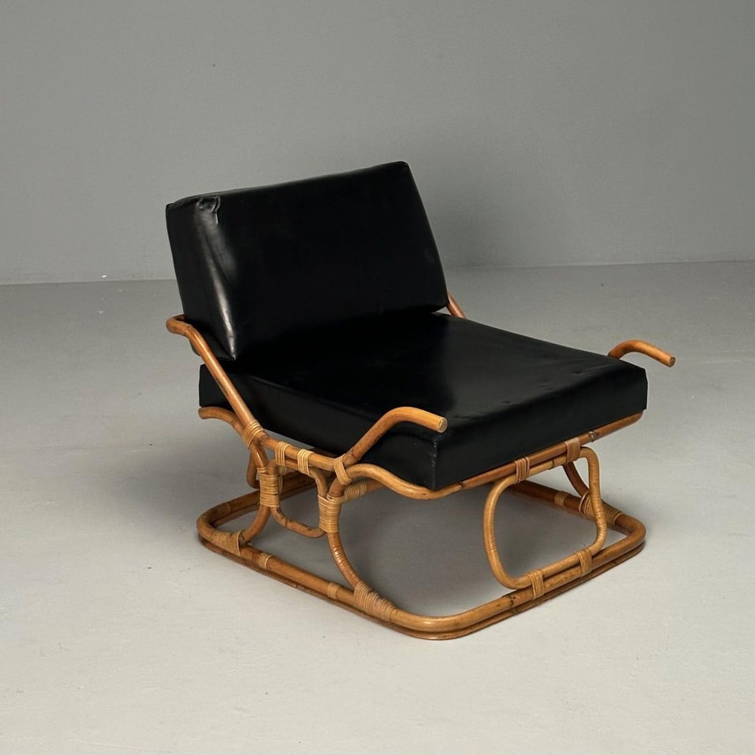 ISA Ponte San Pietro, Italian Mid-Century Modern, Armchair, Ottoman, Rattan - 5