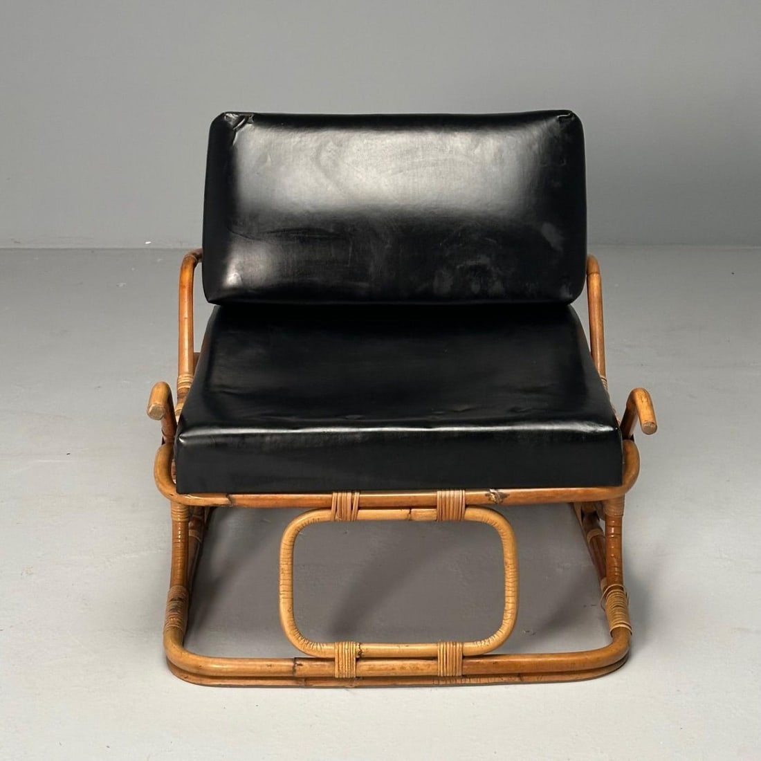 ISA Ponte San Pietro, Italian Mid-Century Modern, Armchair, Ottoman, Rattan - 8