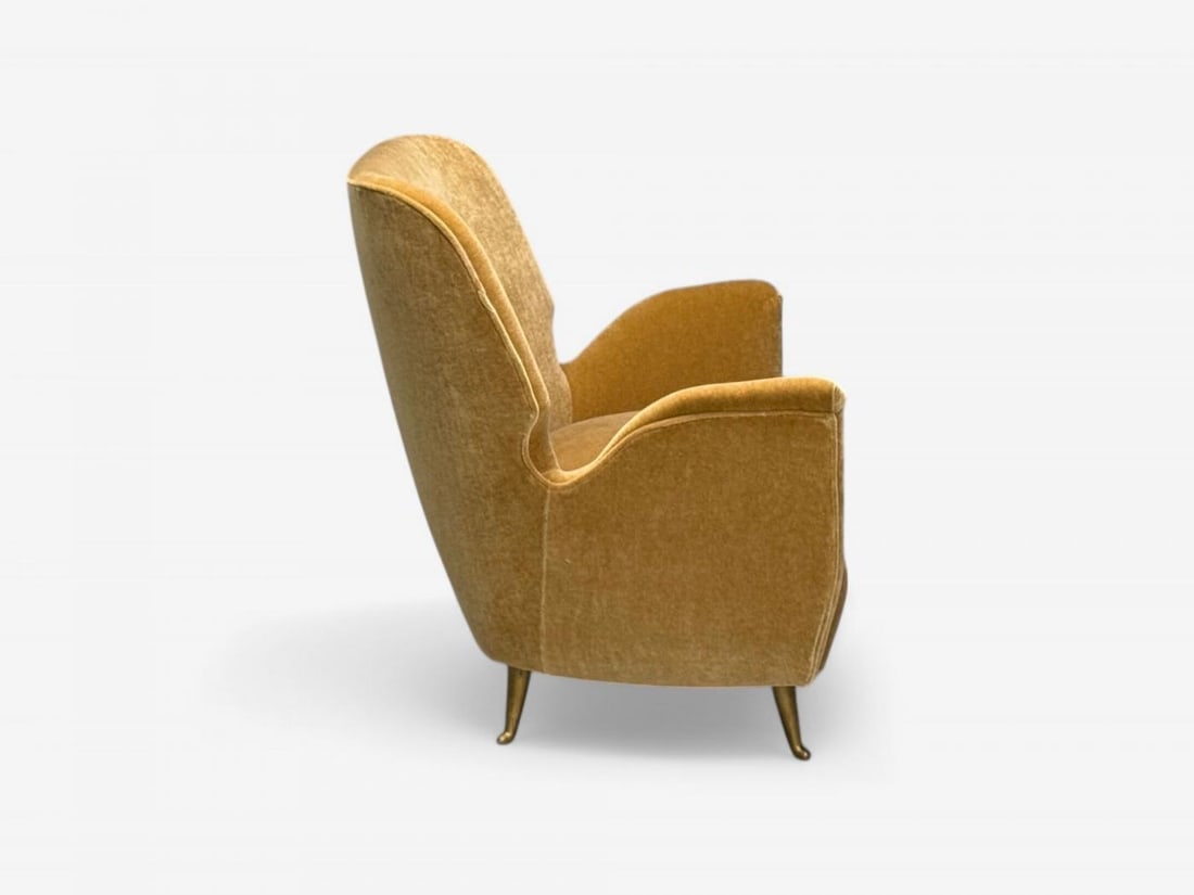 ISA Bergamo, Italian Mid-Century Modern, Bronze, Camel Mohair, Settee, 1950s - 8