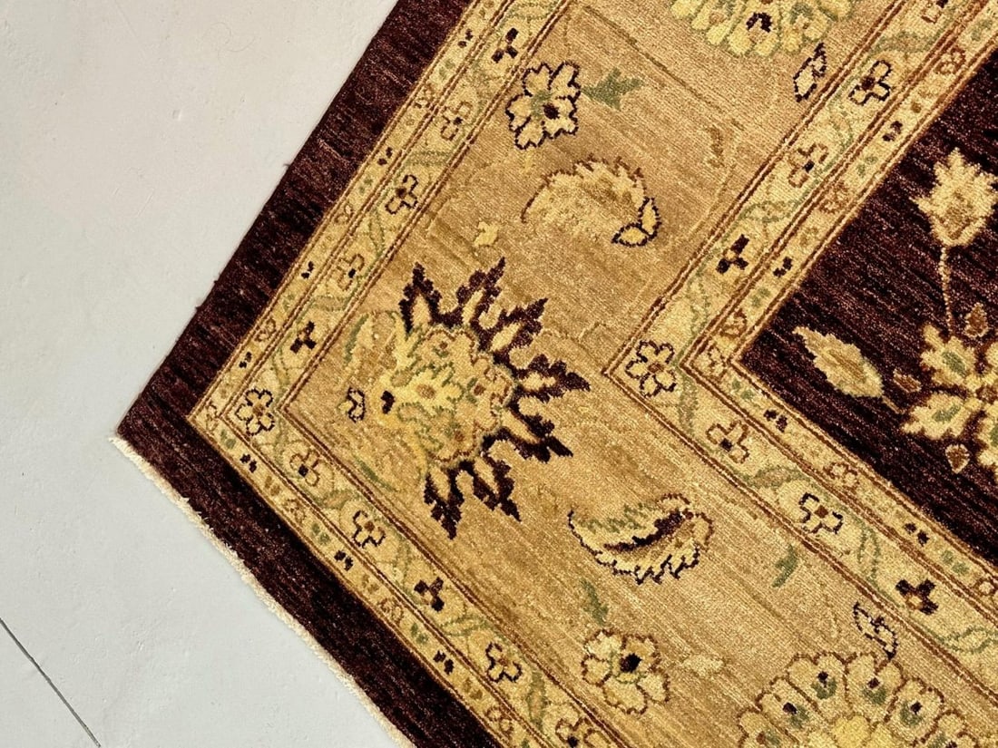 Indian, Wool Carpet, Burgundy and Beige, 21st Century - 12