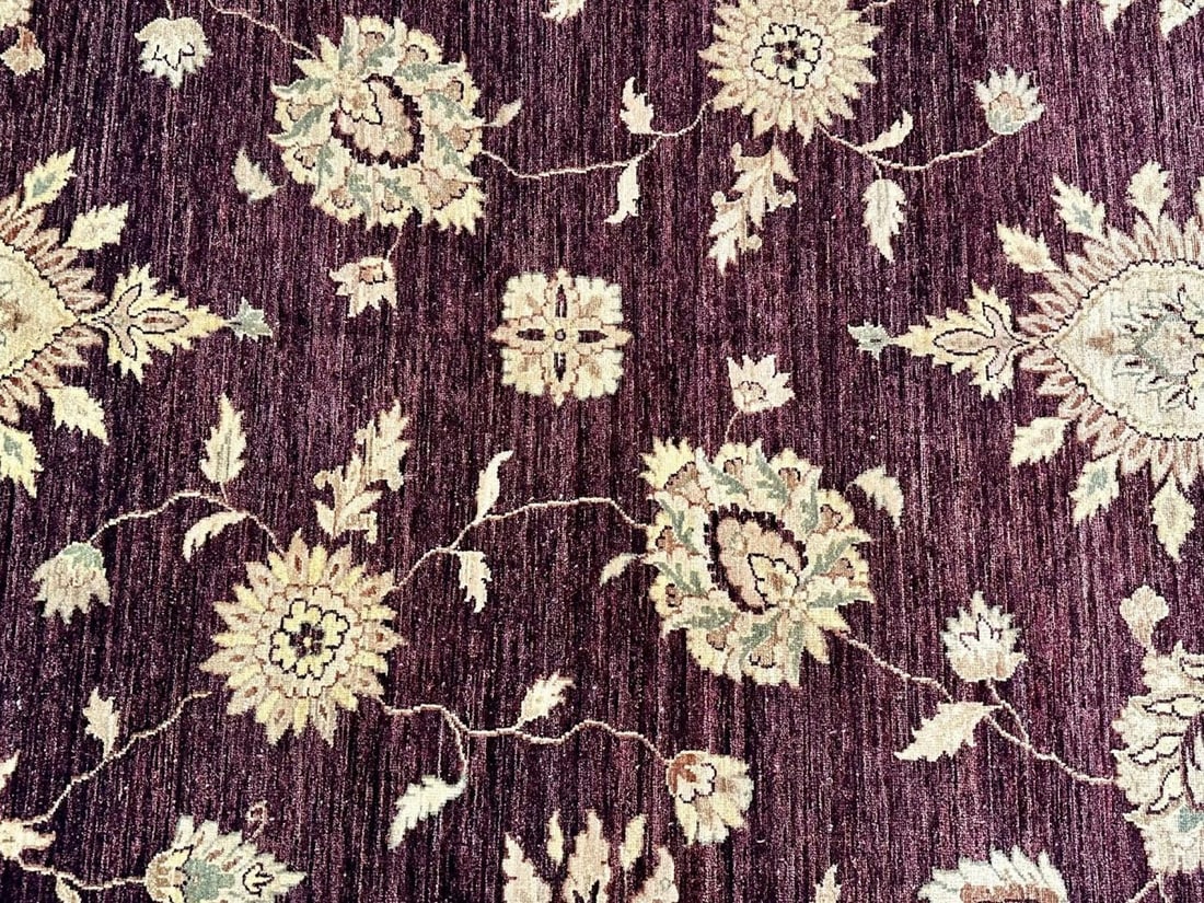 Indian, Wool Carpet, Burgundy and Beige, 21st Century - 13