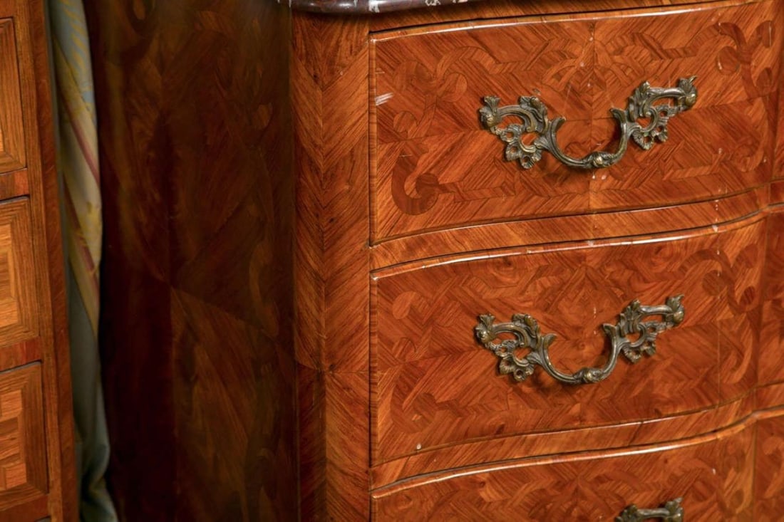 French Louis XV Style Tulipwood, Marble, Commode / Chest, France, 1930s - 8
