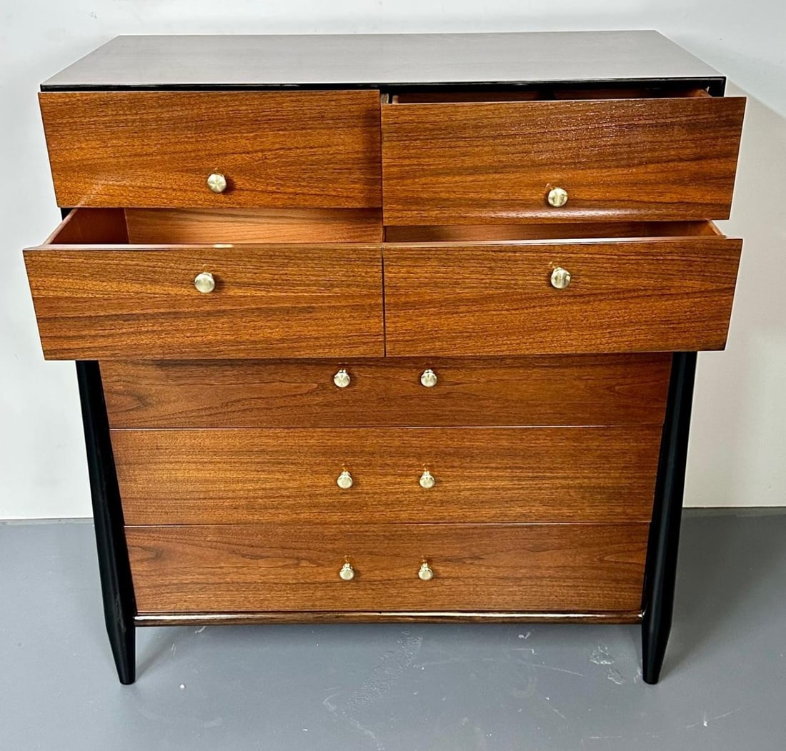 Mid Century Modern Chest, West Michigan Furniture Co. Ebony, Walnut, Metz - 10