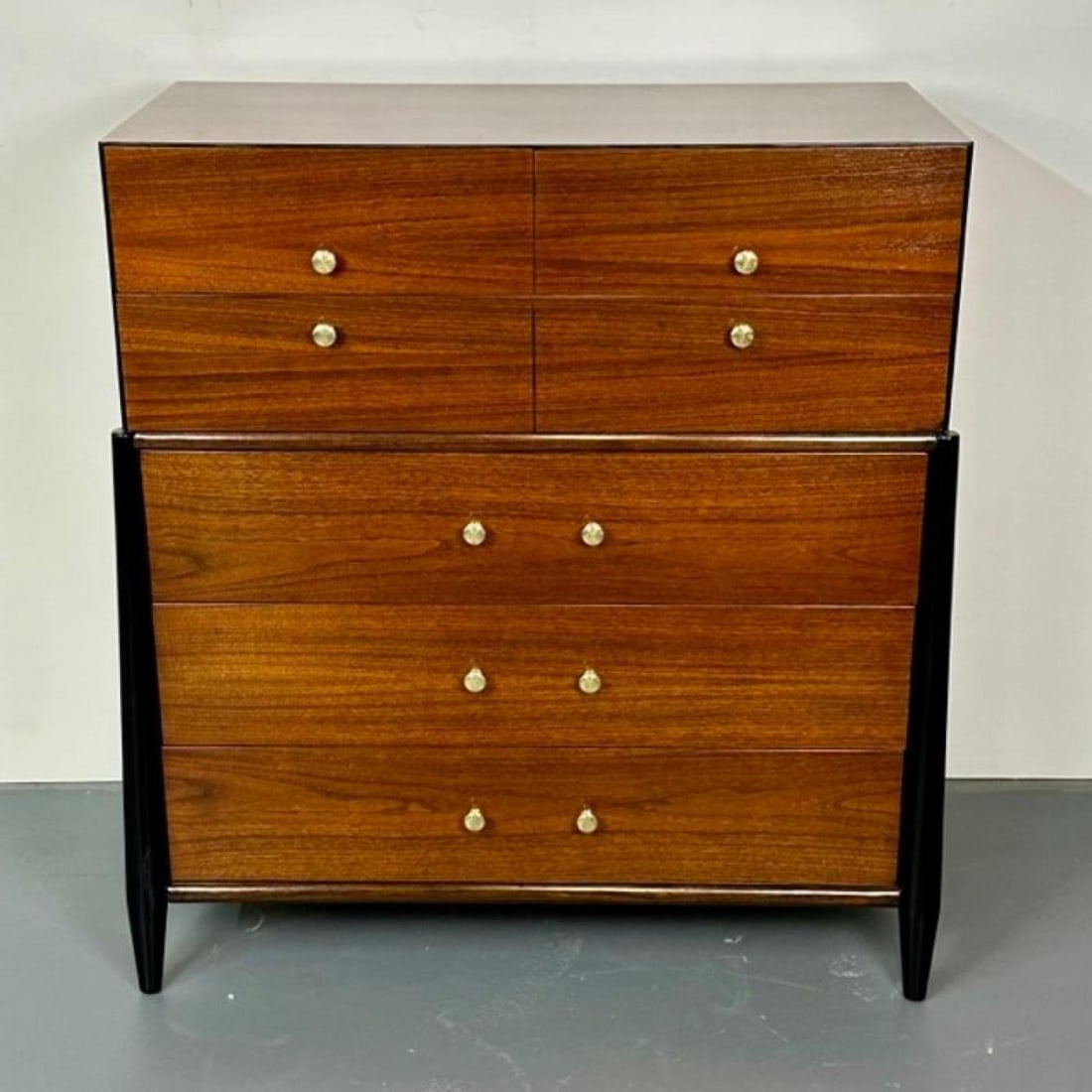 Mid Century Modern Chest, West Michigan Furniture Co. Ebony, Walnut, Metz - 3