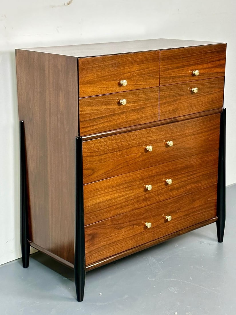 Mid Century Modern Chest, West Michigan Furniture Co. Ebony, Walnut, Metz - 5