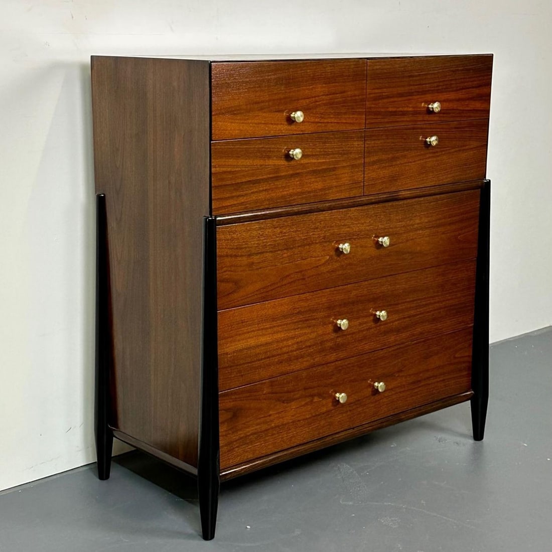 Mid Century Modern Chest, West Michigan Furniture Co. Ebony, Walnut, Metz - 6