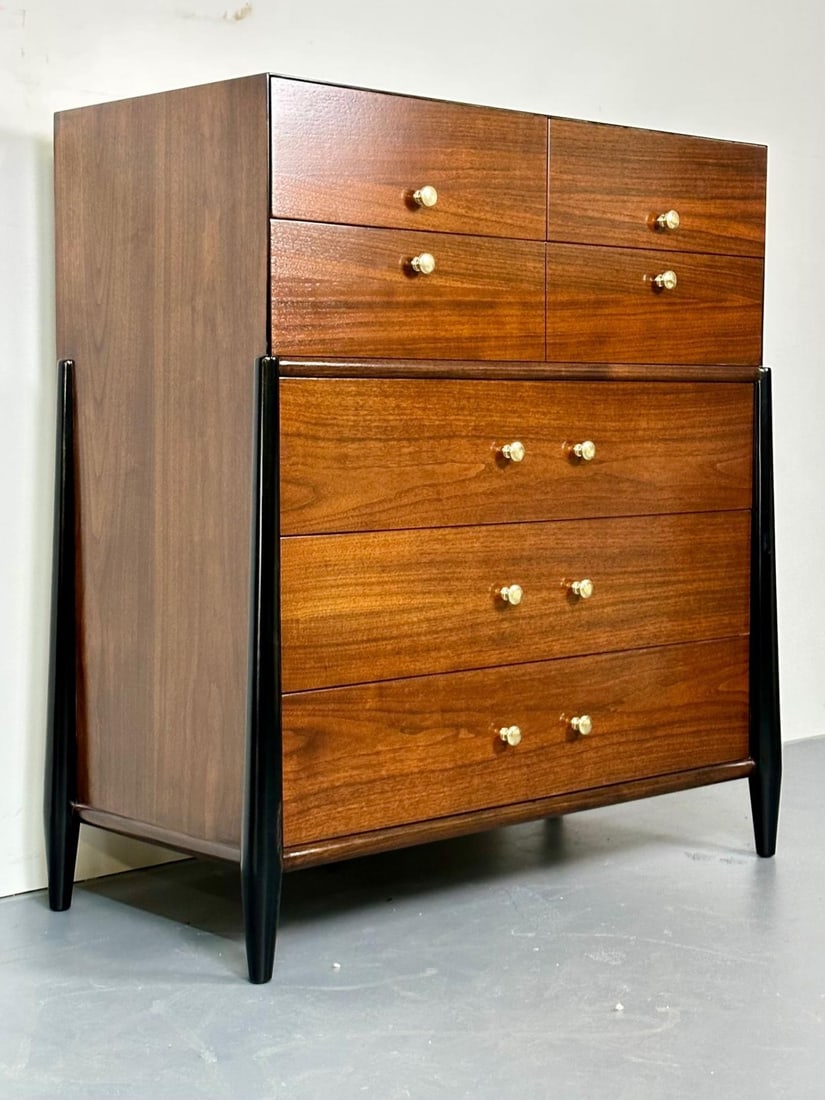 Mid Century Modern Chest, West Michigan Furniture Co. Ebony, Walnut, Metz - 8