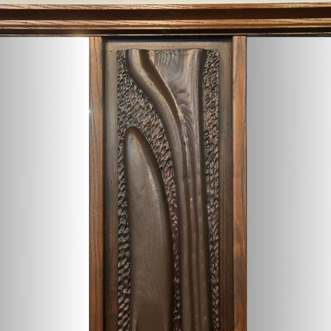 Pulaski, Brutalist Mid-Century Modern, 'Oceanic' Wall Mirror, Walnut, 1960s - 4